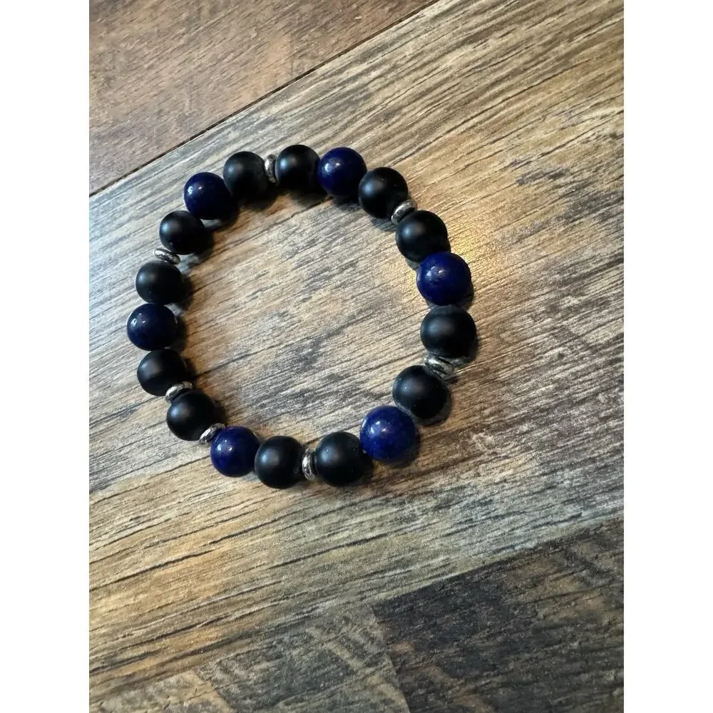 American Exchange Mens Bracelet‎ Blue Black Beads New